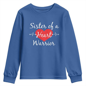 Sister Of A Heart Warrior Youth Sweatshirt CHD Awareness Heart TS11 Royal Blue Print Your Wear