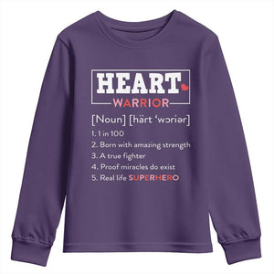 Heart Warrior Definition Youth Sweatshirt Congenital Heart Disease CHD Awareness TS11 Purple Print Your Wear