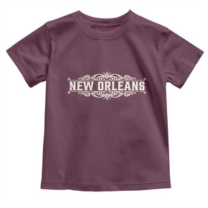 NOLA New Orleans Pride Vintage Scrollwork Toddler T Shirt TS11 Maroon Print Your Wear