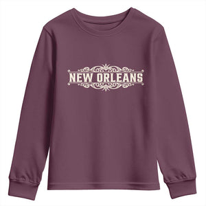 NOLA New Orleans Pride Vintage Scrollwork Youth Sweatshirt TS11 Maroon Print Your Wear