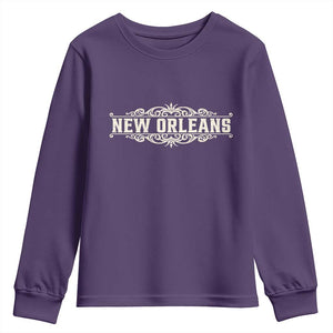 NOLA New Orleans Pride Vintage Scrollwork Youth Sweatshirt TS11 Purple Print Your Wear