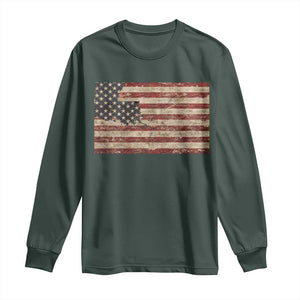 Louisiana Pride Vintage American Flag State Map Long Sleeve Shirt TS11 Dark Forest Green Print Your Wear