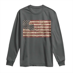 Louisiana Pride Vintage American Flag State Map Long Sleeve Shirt TS11 Dark Heather Print Your Wear