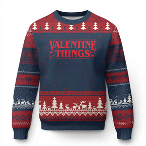 Funny Valentine Things Ugly Christmas Sweater Romantic Stranger Valentine's Day Movie TS11 Navy Red Print Your Wear