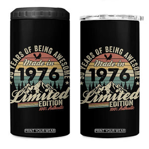 50th Birthday Made In 1976 4 in 1 Can Cooler Tumbler 50 Years Of Being Awesome Vintage Limited Edition TS11 One Size: 16 oz Black Print Your Wear