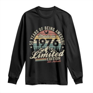 50th Birthday Made In 1976 Long Sleeve Shirt 50 Years Of Being Awesome Vintage Limited Edition TS11 Black Print Your Wear