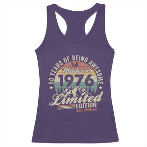 50th Birthday Made In 1976 Racerback Tank Top 50 Years Of Being Awesome Vintage Limited Edition TS11 Purple Print Your Wear