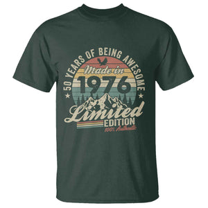 50th Birthday Made In 1976 T Shirt 50 Years Of Being Awesome Vintage Limited Edition TS11 Dark Forest Green Print Your Wear