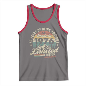 50th Birthday Made In 1976 Tank Top 50 Years Of Being Awesome Vintage Limited Edition TS11 Deep Heather Red Print Your Wear