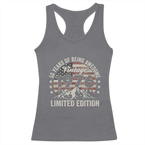 50th Birthday Vintage 1976 Limited Edition Racerback Tank Top 50 Years Of Being Awesome American Flag TS11 Charcoal Print Your Wear