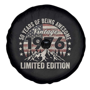 50th Birthday Vintage 1976 Limited Edition Spare Tire Cover 50 Years Of Being Awesome American Flag TS11 Print Your Wear