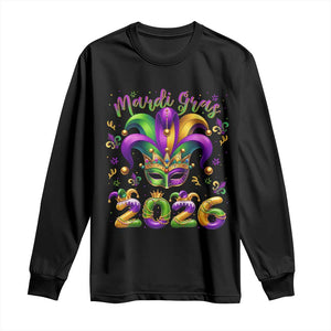 Mardi Gras 2026 Long Sleeve Shirt Funny Jester Hat Carnival Fleur De Lis TS11 Black Print Your Wear