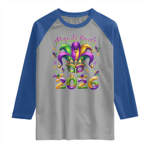 Mardi Gras 2026 Raglan Shirt Funny Jester Hat Carnival Fleur De Lis TS11 Sport Gray Royal Print Your Wear
