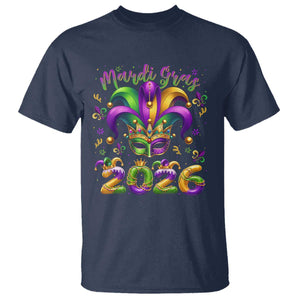 Mardi Gras 2026 T Shirt Funny Jester Hat Carnival Fleur De Lis TS11 Navy Print Your Wear