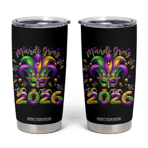Mardi Gras 2026 Tumbler Cup Funny Jester Hat Carnival Fleur De Lis TS11 Black Print Your Wear