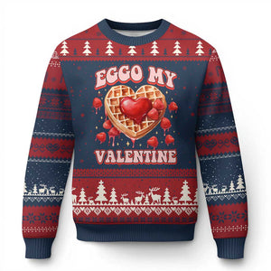 Eggo My Valentine Ugly Christmas Sweater Funny Romantic Stranger Valentine's Day TS11 Navy Red Print Your Wear