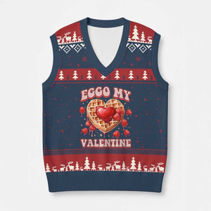 Eggo My Valentine V-Neck Knit Sweater Vest Funny Romantic Stranger Valentine's Day TS11 Navy Red Print Your Wear