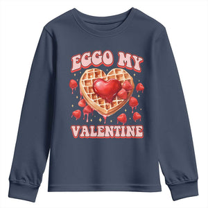 Eggo My Valentine Youth Sweatshirt Funny Romantic Stranger Valentine's Day TS11 Navy Print Your Wear
