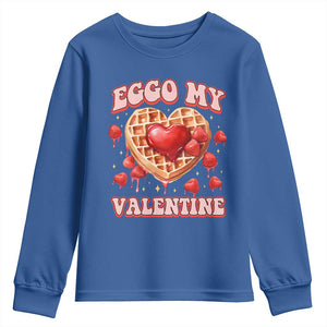 Eggo My Valentine Youth Sweatshirt Funny Romantic Stranger Valentine's Day TS11 Royal Blue Print Your Wear