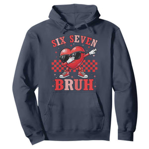 Funny Six Seven Bruh Valentines Day Hoodie Six Seven Dabbing Heart TS11 Navy Print Your Wear
