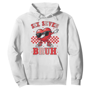 Funny Six Seven Bruh Valentines Day Hoodie Six Seven Dabbing Heart TS11 White Print Your Wear