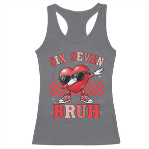 Funny Six Seven Bruh Valentines Day Racerback Tank Top Six Seven Dabbing Heart TS11 Charcoal Print Your Wear