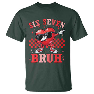 Funny Six Seven Bruh Valentines Day T Shirt Six Seven Dabbing Heart TS11 Dark Forest Green Print Your Wear