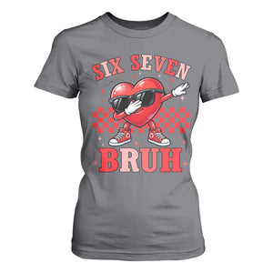 Funny Six Seven Bruh Valentines Day T Shirt For Women Six Seven Dabbing Heart TS11 Charcoal Print Your Wear
