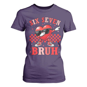 Funny Six Seven Bruh Valentines Day T Shirt For Women Six Seven Dabbing Heart TS11 Purple Print Your Wear