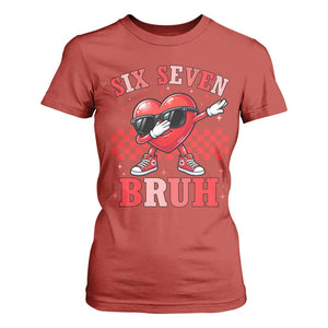 Funny Six Seven Bruh Valentines Day T Shirt For Women Six Seven Dabbing Heart TS11 Red Print Your Wear