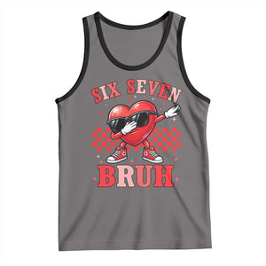 Funny Six Seven Bruh Valentines Day Tank Top Six Seven Dabbing Heart TS11 Deep Heather Black Print Your Wear