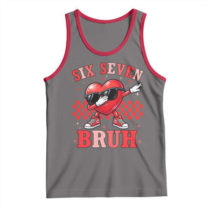 Funny Six Seven Bruh Valentines Day Tank Top Six Seven Dabbing Heart TS11 Deep Heather Red Print Your Wear