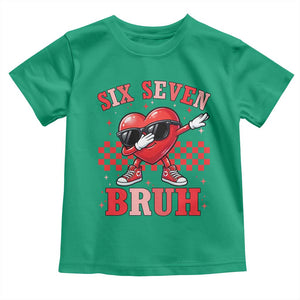 Funny Six Seven Bruh Valentines Day Toddler T Shirt Six Seven Dabbing Heart TS11 Irish Green Print Your Wear