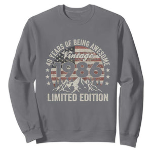 40th Birthday Made In 1986 Limited Edition Sweatshirt 40 Years Of Being Awesome American Flag TS11 Charcoal Print Your Wear