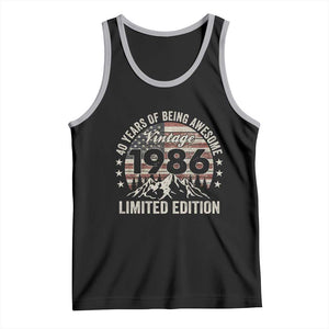 40th Birthday Made In 1986 Limited Edition Tank Top 40 Years Of Being Awesome American Flag TS11 Black Athletic Heather Print Your Wear