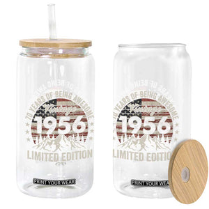 70th Birthday Made In 1956 Limited Edition Glass Can 70 Years Of Being Awesome American Flag TS11 Print Your Wear