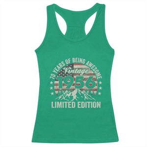 70th Birthday Made In 1956 Limited Edition Racerback Tank Top 70 Years Of Being Awesome American Flag TS11 Irish Green Print Your Wear