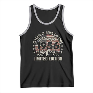 70th Birthday Made In 1956 Limited Edition Tank Top 70 Years Of Being Awesome American Flag TS11 Black Athletic Heather Print Your Wear