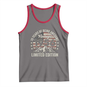 70th Birthday Made In 1956 Limited Edition Tank Top 70 Years Of Being Awesome American Flag TS11 Deep Heather Red Print Your Wear