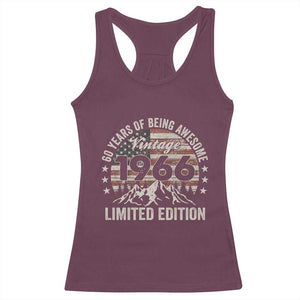 60th Birthday Vintage 1966 Limited Edition Racerback Tank Top 60 Years Of Being Awesome American Flag TS11 Maroon Print Your Wear