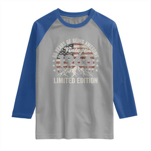 60th Birthday Vintage 1966 Limited Edition Raglan Shirt 60 Years Of Being Awesome American Flag TS11 Sport Gray Royal Print Your Wear