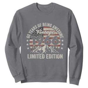 60th Birthday Vintage 1966 Limited Edition Sweatshirt 60 Years Of Being Awesome American Flag TS11 Charcoal Print Your Wear