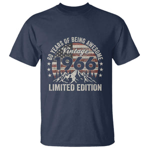 60th Birthday Vintage 1966 Limited Edition T Shirt - 60 Years Of Being Awesome American Flag Tee TS11 Navy Print Your Wear