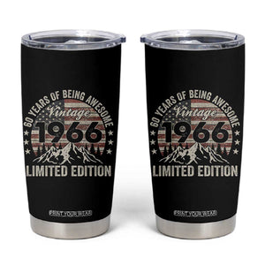 60th Birthday Vintage 1966 Limited Edition Tumbler Cup 60 Years Of Being Awesome American Flag TS11 Black Print Your Wear