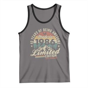 40th Birthday Made In 1986 Tank Top 40 Years Of Being Awesome Vintage Limited Edition TS11 Deep Heather Black Print Your Wear