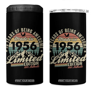 70th Birthday Made In 1956 4 in 1 Can Cooler Tumbler 70 Years Of Being Awesome Vintage Limited Edition TS11 One Size: 16 oz Black Print Your Wear