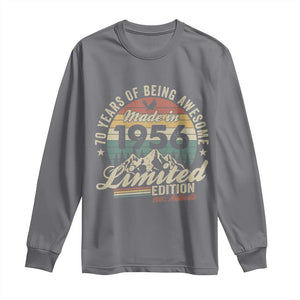 70th Birthday Made In 1956 Long Sleeve Shirt 70 Years Of Being Awesome Vintage Limited Edition TS11 Charcoal Print Your Wear