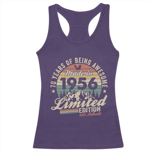 70th Birthday Made In 1956 Racerback Tank Top 70 Years Of Being Awesome Vintage Limited Edition TS11 Purple Print Your Wear