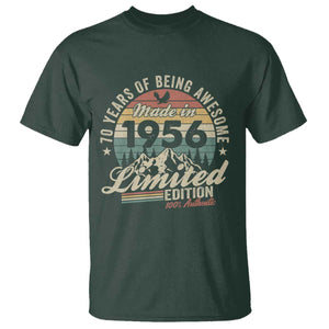 70th Birthday Made In 1956 T Shirt 70 Years Of Being Awesome Vintage Limited Edition TS11 Dark Forest Green Print Your Wear