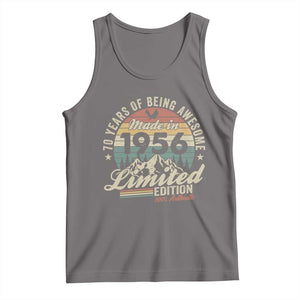 70th Birthday Made In 1956 Tank Top 70 Years Of Being Awesome Vintage Limited Edition TS11 Deep Heather Print Your Wear
